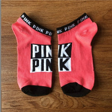 Load image into Gallery viewer, Hot Motion Socks PINK Socks New Unisex Cotton Mix Random  Harajuku Creative Happy Casual Sports Short Ankle Pink Letters Socks