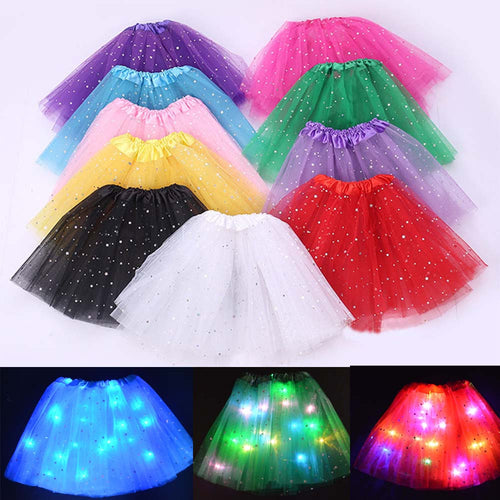 Light LED Girl Kids Clothes Star Tutu Skirt Princess Party Tutus Tulle Pettiskirt Child Ballet Dance Halloween Christmas navidad