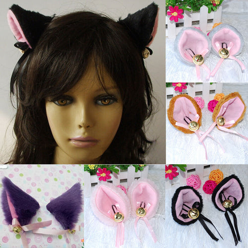 1 Pair HOT New Sweet Funny 6 Colors Bell Cat Ears Hair Clip Cosplay Anime Costume Halloween Birthday Party Hair Accessories Clip